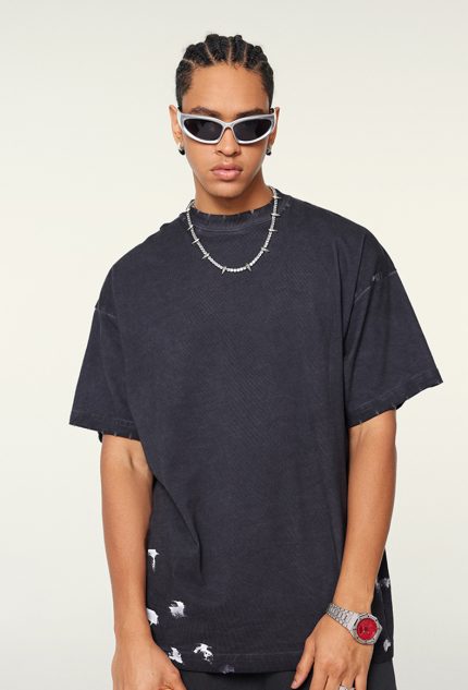Men's Oversized t Shirts Vintage Tee Cotton Loose Short Sleeves Casual Acid Wash Unisex t Shirts